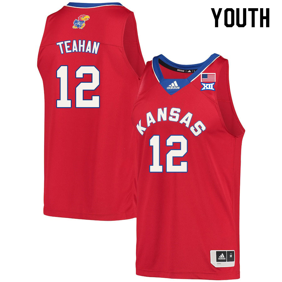 Youth #12 Chris Teahan Kansas Jayhawks College Basketball Jerseys Sale-Red